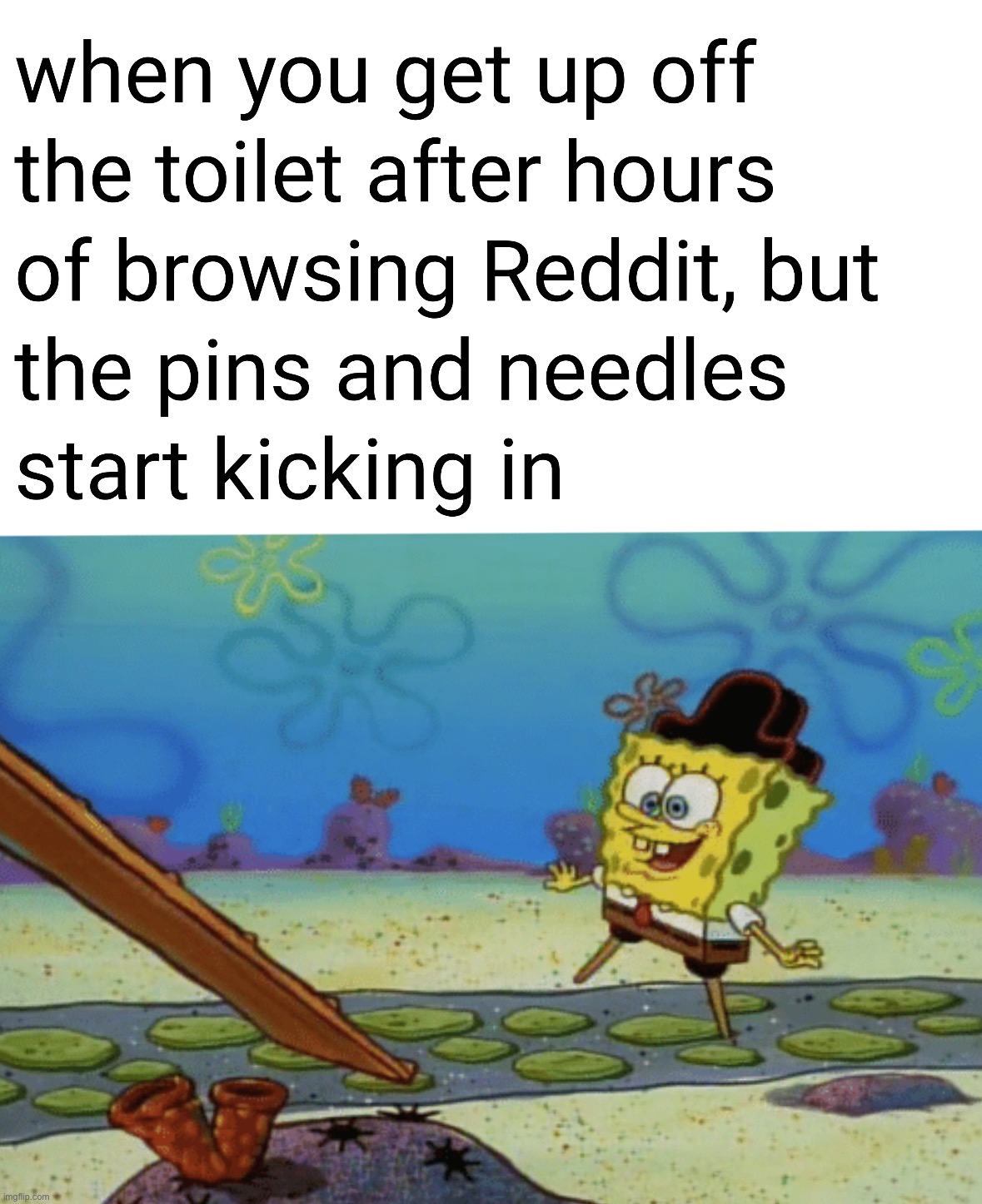 Ouch | image tagged in memes,funny,spongebob,pins and needles,ouch,reddit | made w/ Imgflip meme maker