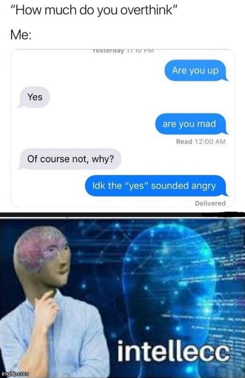 intellecc | image tagged in intellecc,overthinking | made w/ Imgflip meme maker