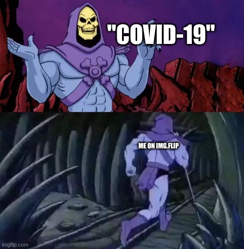 Skeletor says something then runs away | "COVID-19" ME ON IMG.FLIP | image tagged in skeletor says something then runs away | made w/ Imgflip meme maker