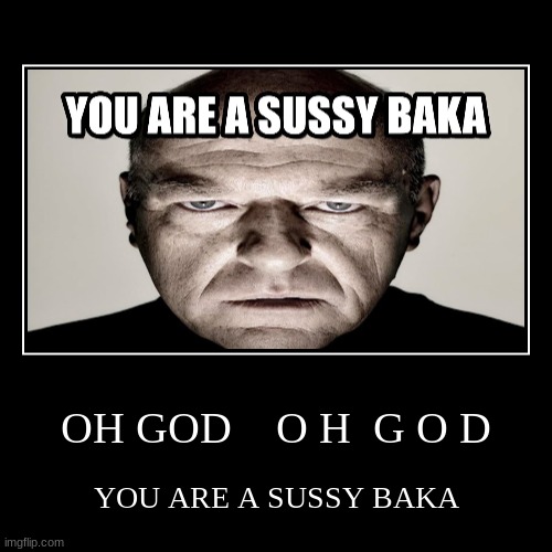 you are a sussy baka | image tagged in funny,demotivationals | made w/ Imgflip demotivational maker