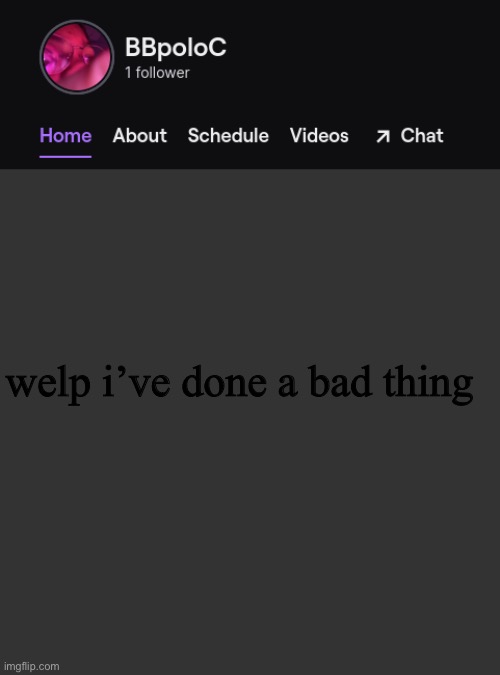 for this consequence i’ll have to be offline forever | welp i’ve done a bad thing | image tagged in twitch template | made w/ Imgflip meme maker