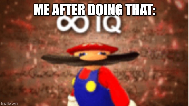 Infinite IQ | ME AFTER DOING THAT: | image tagged in infinite iq | made w/ Imgflip meme maker