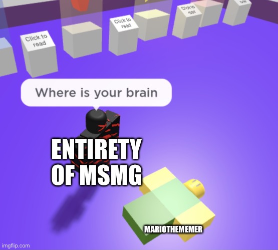 Stratosfear where is your brain | ENTIRETY OF MSMG; MARIOTHEMEMER | image tagged in stratosfear where is your brain | made w/ Imgflip meme maker