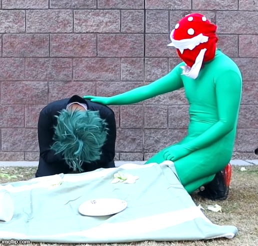 100 templates | image tagged in piranha plant conforts the joker | made w/ Imgflip meme maker