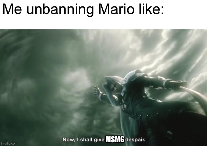 When I unbanned Mario the first time | Me unbanning Mario like:; MSMG | made w/ Imgflip meme maker