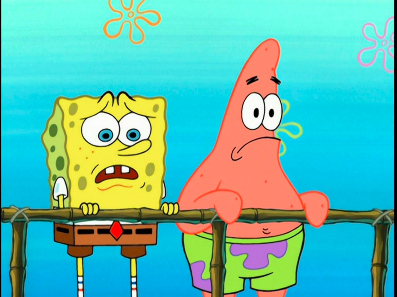 spongebob and patrick sad