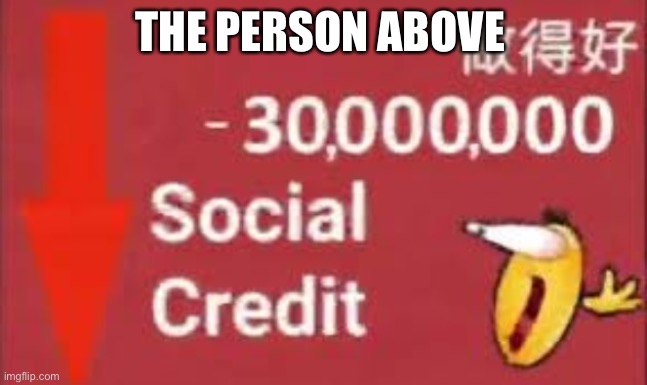 social credit | THE PERSON ABOVE | image tagged in social credit | made w/ Imgflip meme maker