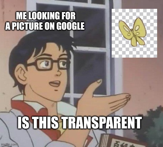 (TheFestive_Goober: *Google: well yes but actually no) | ME LOOKING FOR A PICTURE ON GOOGLE; IS THIS TRANSPARENT | image tagged in memes,is this a pigeon | made w/ Imgflip meme maker