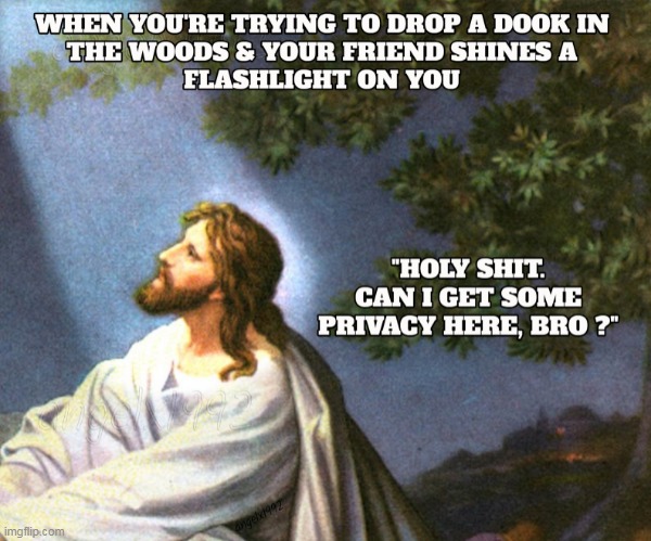 image tagged in jesus,jesus christ,dook,woods,friends,camping | made w/ Imgflip meme maker