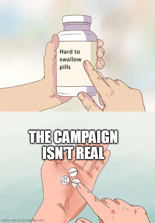 Asian people that isn't real | THE CAMPAIGN ISN'T REAL | image tagged in memes,hard to swallow pills | made w/ Imgflip meme maker