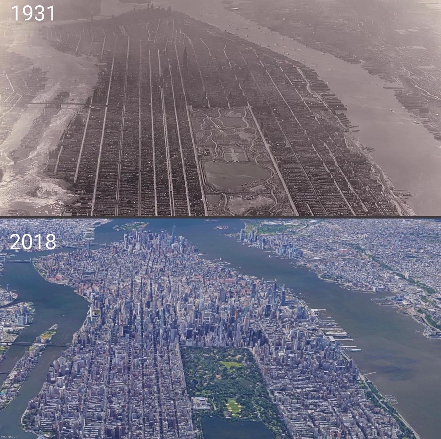 Manhattan then and now | image tagged in manhattan then and now,manhattan,new york city,new york,then and now,city | made w/ Imgflip meme maker