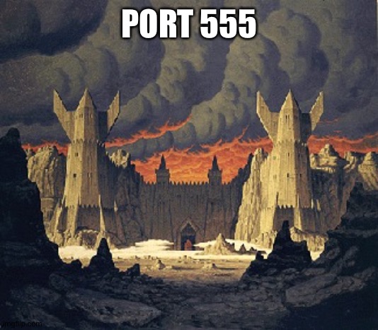 Used to be 666 | PORT 555 | image tagged in black gate of mordor,lotr,sauron,computers/electronics | made w/ Imgflip meme maker