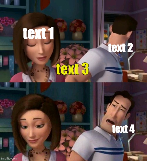 new template | text 1; text 2; text 3; text 4 | image tagged in bee movie disgust meme | made w/ Imgflip meme maker