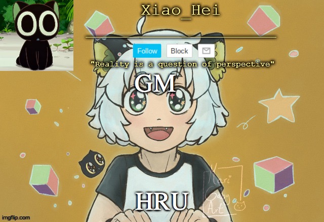 Luo xiao hei (2 second one and thx .Celestia.) | GM; HRU | image tagged in luo xiao hei 2 second one and thx celestia | made w/ Imgflip meme maker