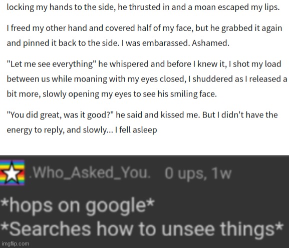 image tagged in who_asked_you how to unsee things | made w/ Imgflip meme maker