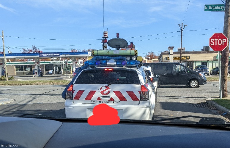 I got stuck behind Ecto 1 | image tagged in who are you gonna call | made w/ Imgflip meme maker