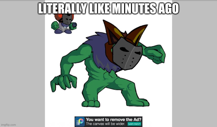 Incomplete naked Hypno Tricky; Bottom Text | LITERALLY LIKE MINUTES AGO | made w/ Imgflip meme maker