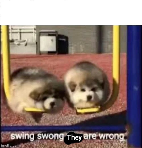 SWING SWONG YOU ARE WRONG | They | image tagged in swing swong you are wrong | made w/ Imgflip meme maker