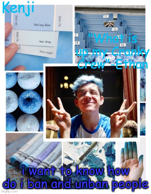 and no im not gonna unban anyone | i want to know how do i ban and unban people | image tagged in skdjbnlfjiewbfn alkjsdshlsbifbhdgb | made w/ Imgflip meme maker
