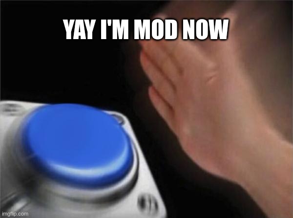 Blank Nut Button | YAY I'M MOD NOW | image tagged in memes,blank nut button | made w/ Imgflip meme maker