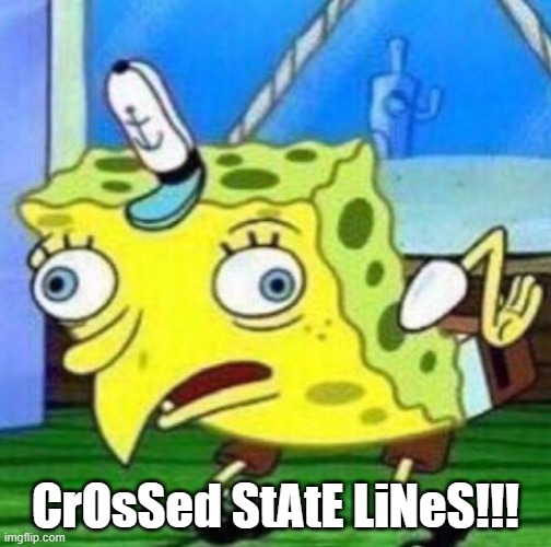 Sarcastic spongebob | CrOsSed StAtE LiNeS!!! | image tagged in sarcastic spongebob | made w/ Imgflip meme maker