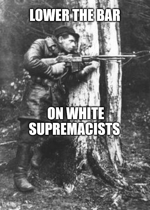 Bar | LOWER THE BAR; ON WHITE SUPREMACISTS | image tagged in bar | made w/ Imgflip meme maker