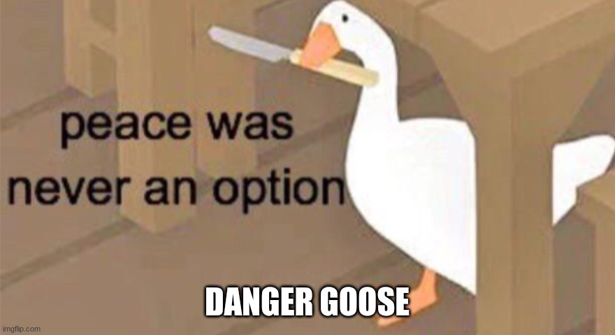 Untitled Goose Peace Was Never an Option | DANGER GOOSE | image tagged in untitled goose peace was never an option | made w/ Imgflip meme maker