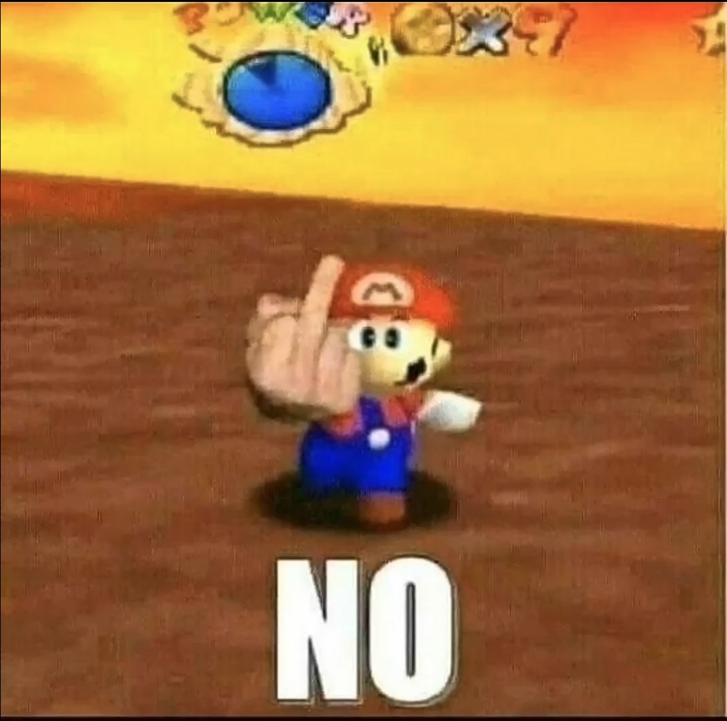 Mario Flips You Off Blank Meme Template