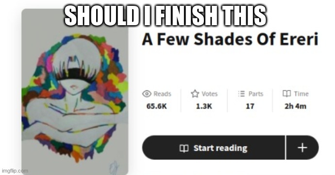 *crys* | SHOULD I FINISH THIS | made w/ Imgflip meme maker