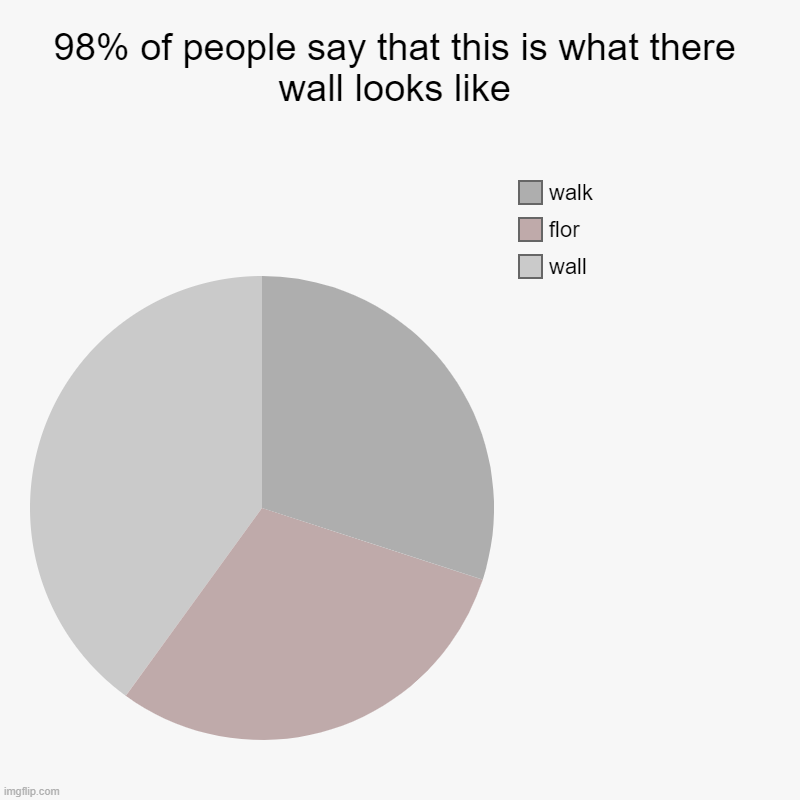 true | 98% of people say that this is what there wall looks like | wall, flor, walk | image tagged in charts,pie charts | made w/ Imgflip chart maker