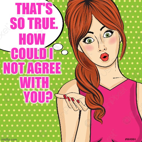 THAT'S SO TRUE. HOW COULD I NOT AGREE   WITH      YOU? | made w/ Imgflip meme maker