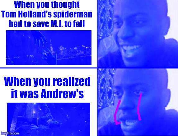 mj falling no way home | When you thought Tom Holland's spiderman had to save M.J. to fall; When you realized it was Andrew's | image tagged in oh yeah oh no,no way,spiderman,falling,mj | made w/ Imgflip meme maker