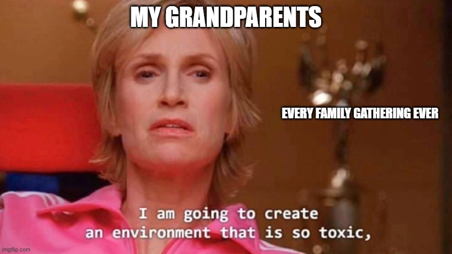 Who is at fault for how every family gathering ends | MY GRANDPARENTS; EVERY FAMILY GATHERING EVER | image tagged in sue sylvester,happy holidays,say that again i dare you,the scroll of truth | made w/ Imgflip meme maker