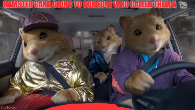 Cool Kia Hamsters | HAMSTER GANG GOING TO SOMEONE WHO CALLED THEM A  🐀 | image tagged in cool kia hamsters | made w/ Imgflip meme maker