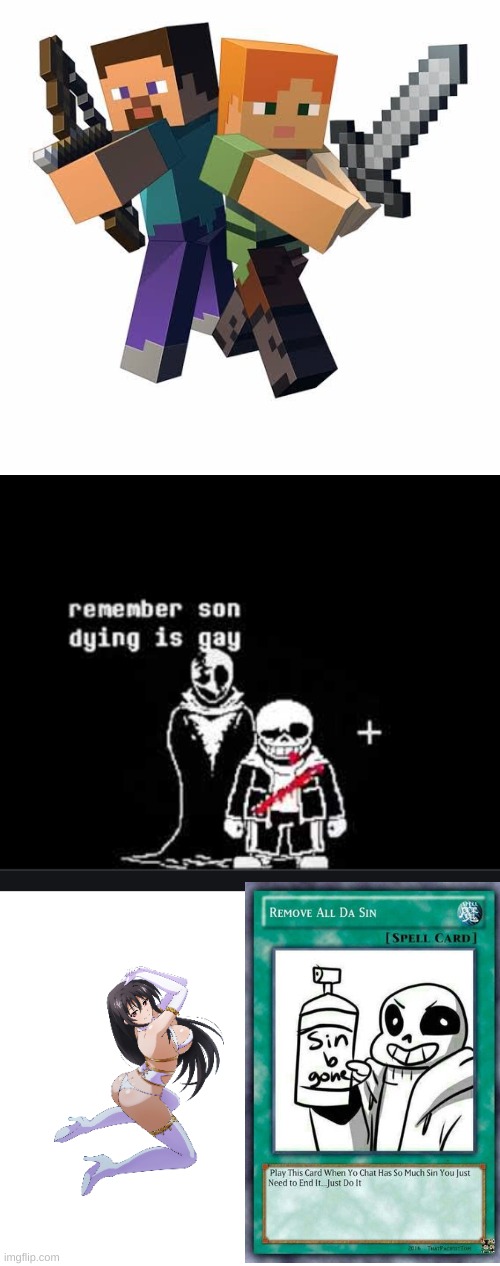 image tagged in minecraft steve and alex,dying is gay sans,blank white template | made w/ Imgflip meme maker