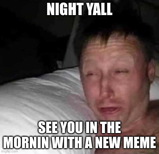 Slep | NIGHT YALL; SEE YOU IN THE MORNIN WITH A NEW MEME | image tagged in sleepy guy | made w/ Imgflip meme maker