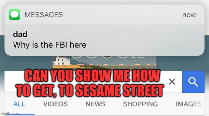 Sesame street | CAN YOU SHOW ME HOW TO GET, TO SESAME STREET | image tagged in why is the fbi here,sesame street,ernie,bert,big bird,triumph the insult comic dog | made w/ Imgflip meme maker