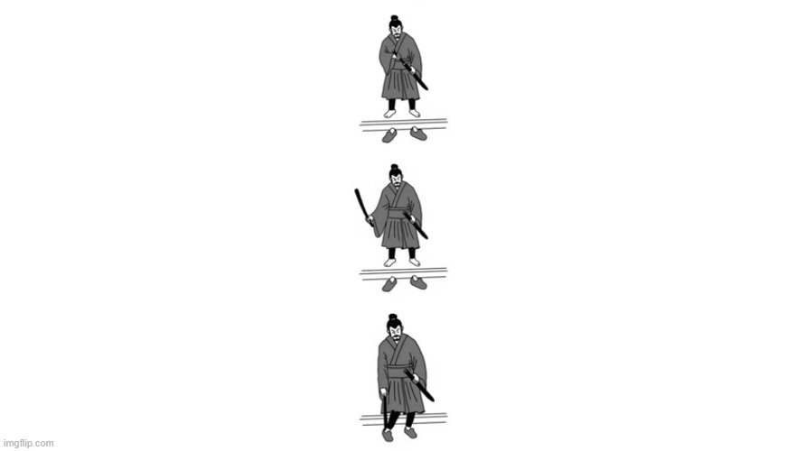 what does a samurai do when he can't wear his shoe | image tagged in comics | made w/ Imgflip meme maker