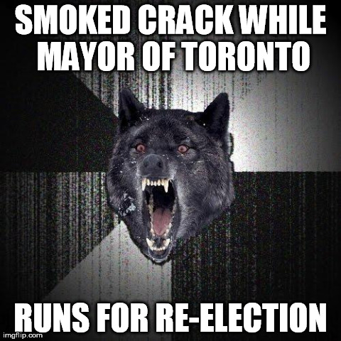 Insanity Wolf Meme | SMOKED CRACK WHILE MAYOR OF TORONTO RUNS FOR RE-ELECTION | image tagged in memes,insanity wolf,AdviceAnimals | made w/ Imgflip meme maker