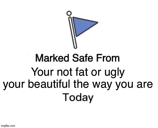 Marked Safe From | Your not fat or ugly your beautiful the way you are | image tagged in memes,marked safe from | made w/ Imgflip meme maker