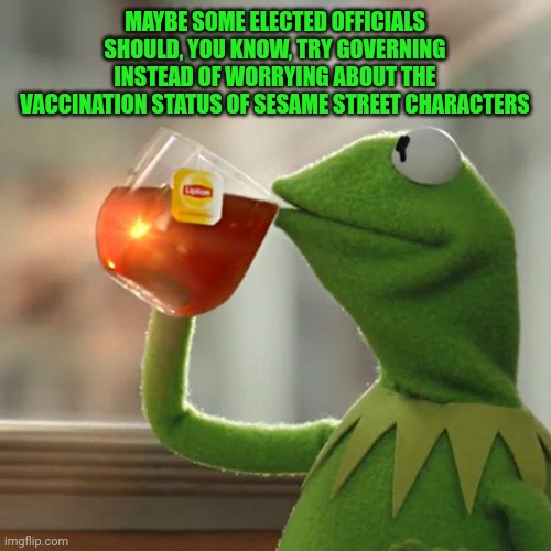 They don't know how to govern so to get elected they pander | MAYBE SOME ELECTED OFFICIALS SHOULD, YOU KNOW, TRY GOVERNING INSTEAD OF WORRYING ABOUT THE VACCINATION STATUS OF SESAME STREET CHARACTERS | image tagged in memes,but that's none of my business,kermit the frog | made w/ Imgflip meme maker