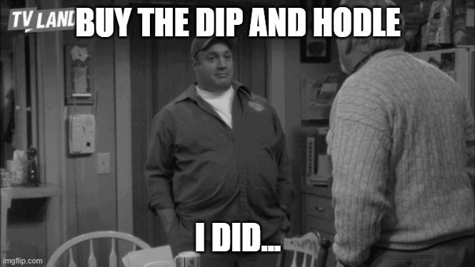 Buy the dip | BUY THE DIP AND HODLE; I DID... | image tagged in crypto | made w/ Imgflip meme maker