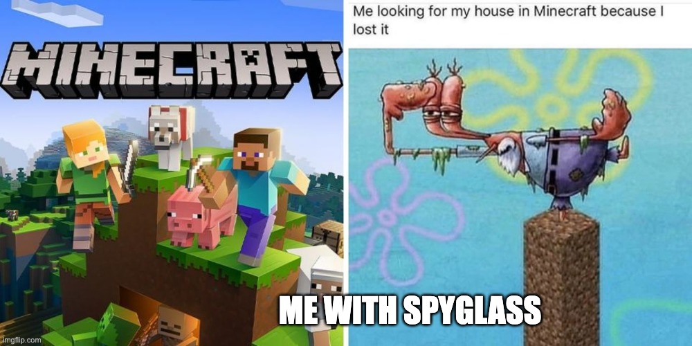Me with spyglass | ME WITH SPYGLASS | image tagged in minecraft,funny,meme | made w/ Imgflip meme maker