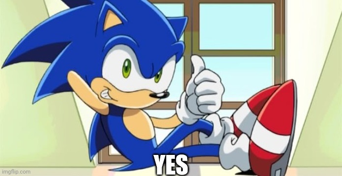 Sonic thumbs up | YES | image tagged in sonic thumbs up | made w/ Imgflip meme maker