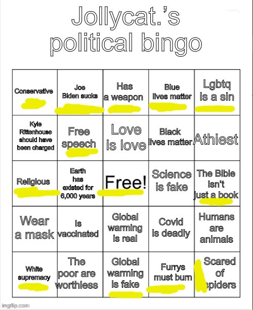 bongo ;) | image tagged in jollycat s political bingo | made w/ Imgflip meme maker