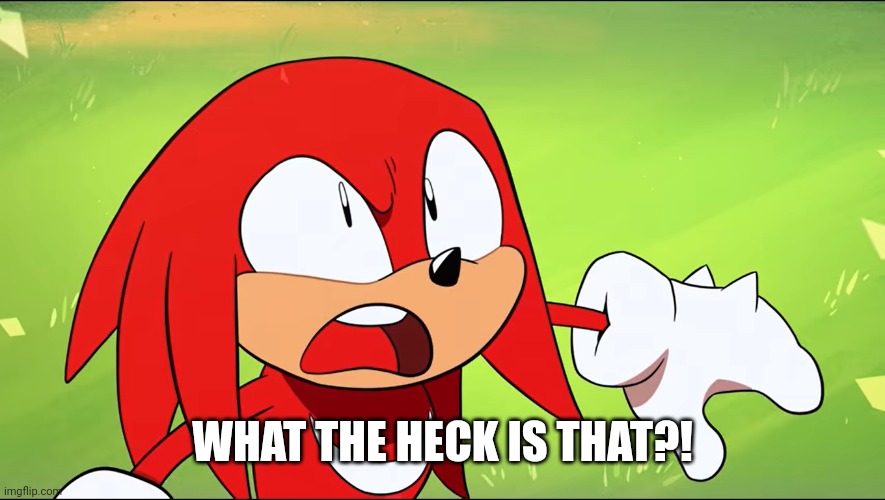 Knuckles Shook | WHAT THE HECK IS THAT?! | image tagged in knuckles shook | made w/ Imgflip meme maker