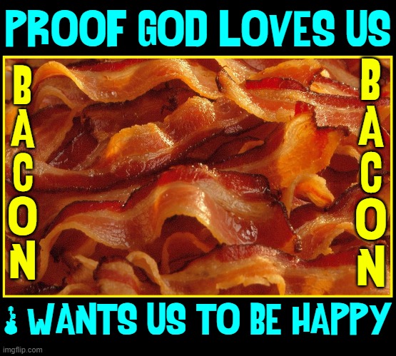 How I know God Loves Us... |  PROOF GOD LOVES US; B
A
C
O
N; B
A
C
O
N; & WANTS US TO BE HAPPY | image tagged in vince vance,bacon meme,i love bacon,ben franklin,proof,god's love | made w/ Imgflip meme maker