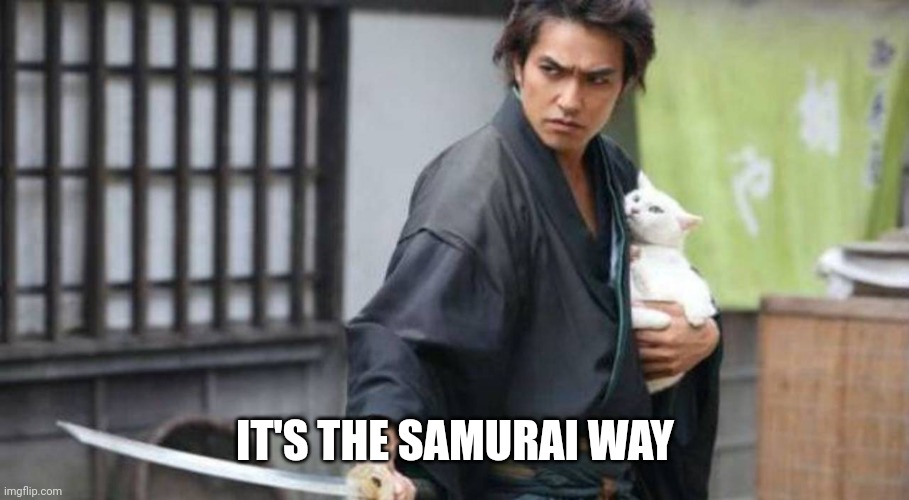 Samurai Protecting Cat | IT'S THE SAMURAI WAY | image tagged in samurai protecting cat | made w/ Imgflip meme maker