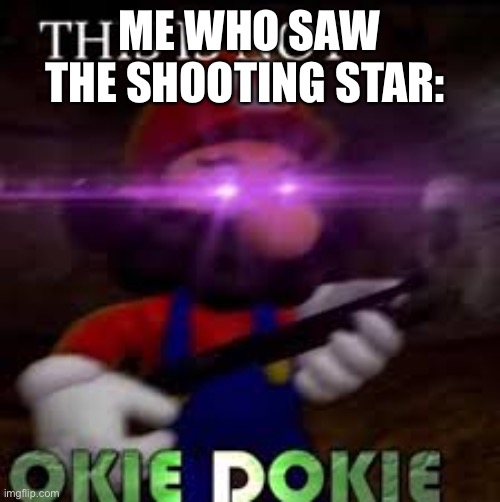 This is not okie dokie | ME WHO SAW THE SHOOTING STAR: | image tagged in this is not okie dokie | made w/ Imgflip meme maker