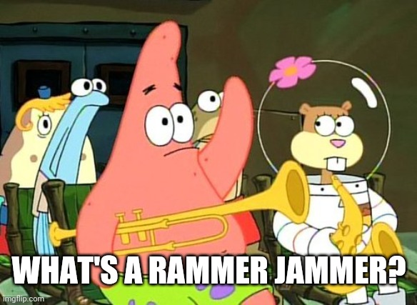 Patrick Raises Hand | WHAT'S A RAMMER JAMMER? | image tagged in patrick raises hand | made w/ Imgflip meme maker